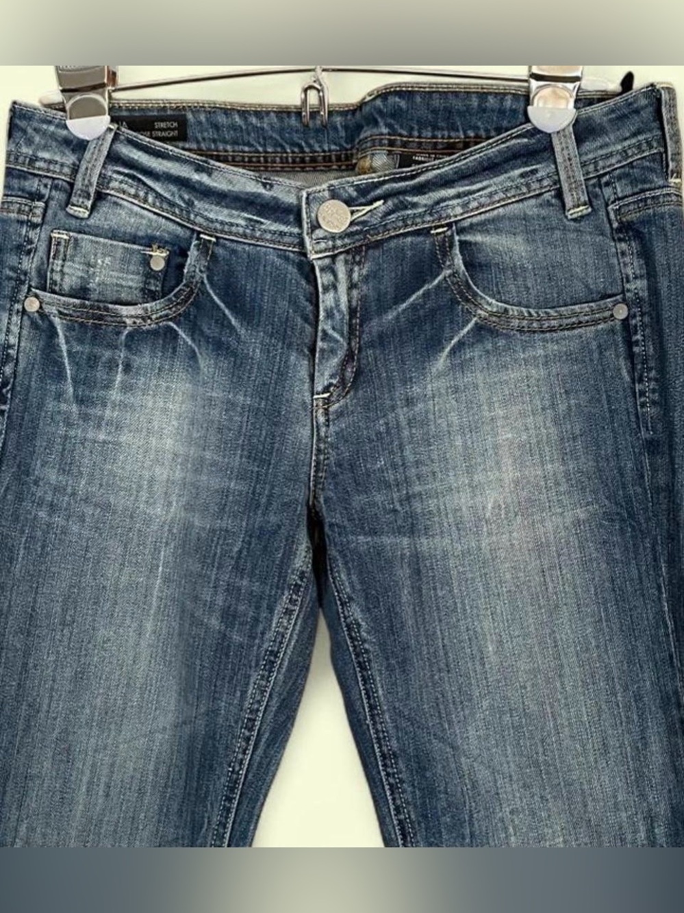 Y2K Buffalo David Bitton Kristina Low Rise Loose Jeans 28 Rhinestone Pockets - Picture 5 of 8